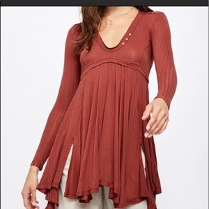 Free People Birdie Henley Tunic in Cowboy